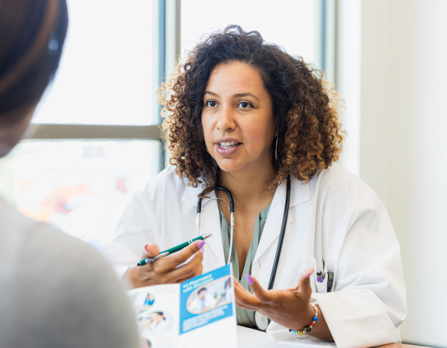 Doctor educating patient on options.